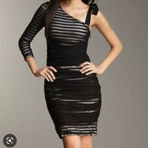 BCBGMaxAzria One Shoulder Ruched Bodycon Midi Dress XS
